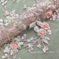 Różowa koronkowa tkanina Haftowana ręcznie robiona tkanina